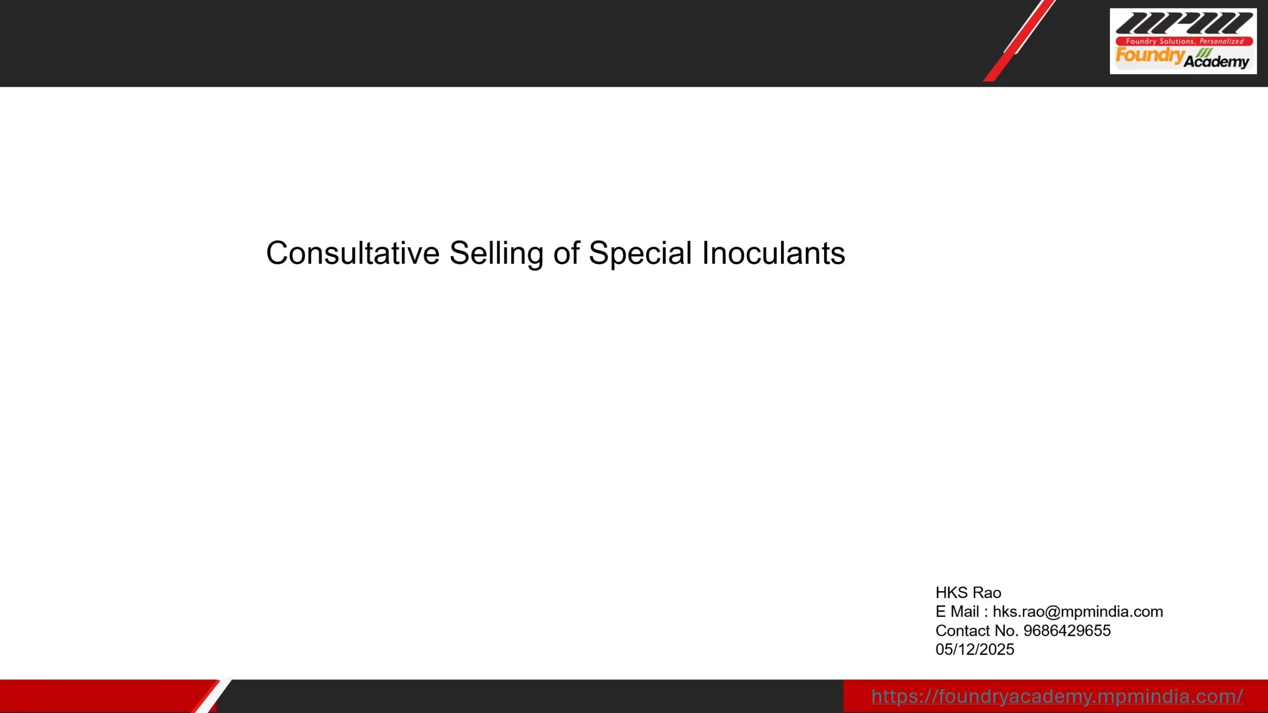 Consultative selling of Inoculant Product